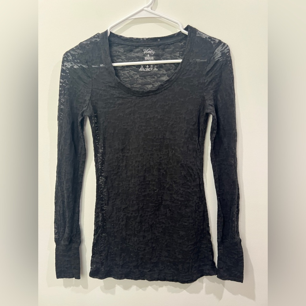 Vanity Black Fitted Sheer Blouse